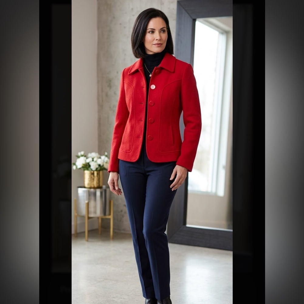 Zoe D.Elegant Red Women's Blazer 100% wool